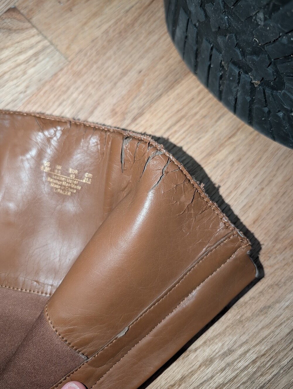 franco sarto brown leather knee high moto riding boots buckle distressed 8.5 - Picture 7 of 7